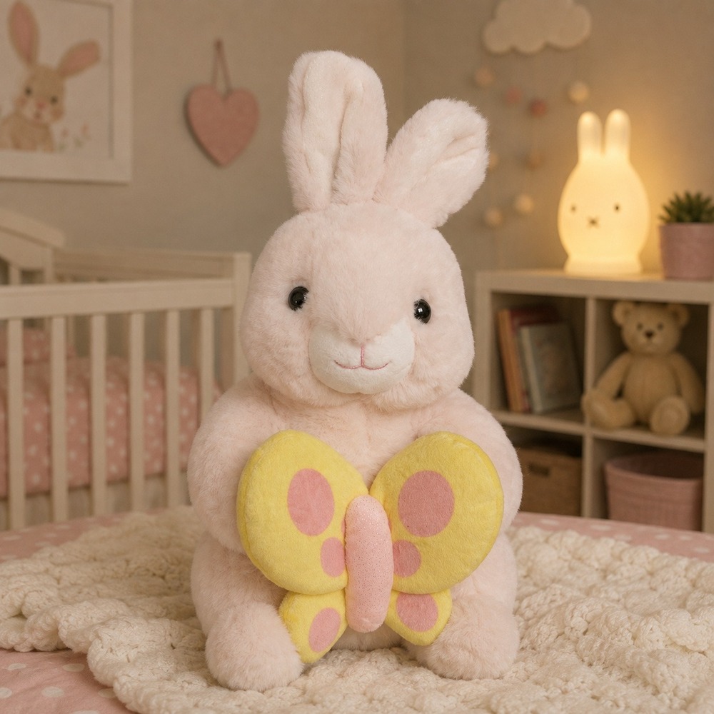 FAO Schwarz Glow Brights Plush LED Sound Pink Bunny Rabbit 15" Stuffed Animal